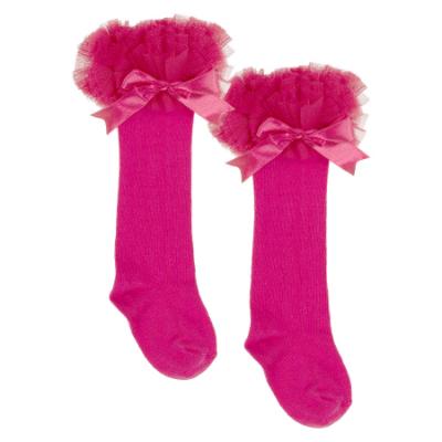 Picture of Beau KiD Girls TuTu Tulle Ruffle Knee Socks With Satin Bow - Fuchsia Pink