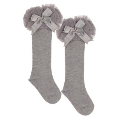 Picture of Beau KiD Girls TuTu Tulle Ruffle Knee Socks With Satin Bow - Grey