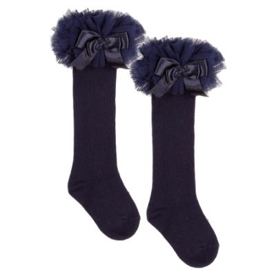 Picture of Beau KiD Girls TuTu Tulle Ruffle Knee Socks With Satin Bow - Navy Blue