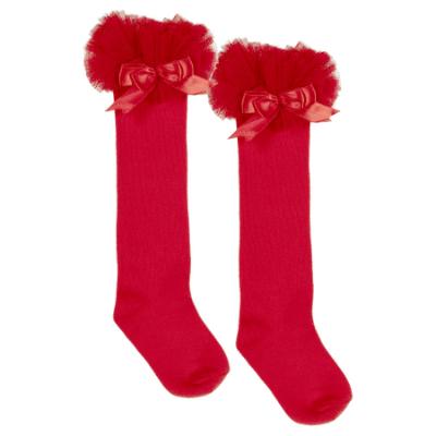 Picture of Beau KiD Girls TuTu Tulle Ruffle Knee Socks With Satin Bow - Red