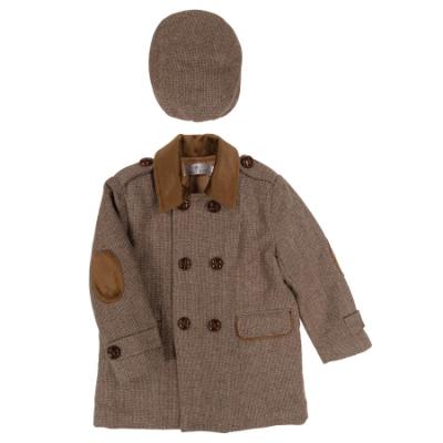 Picture of Beau KiD Boys Traditional Country Coat & Cap Set X 2 - Camel