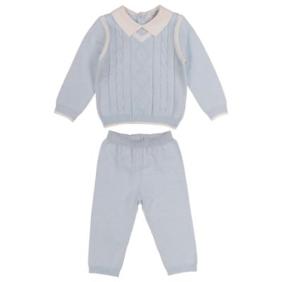 Picture of Beau KiD Baby Boys Knitted Sweater & Trousers Set X 2 -  Blue Ivory