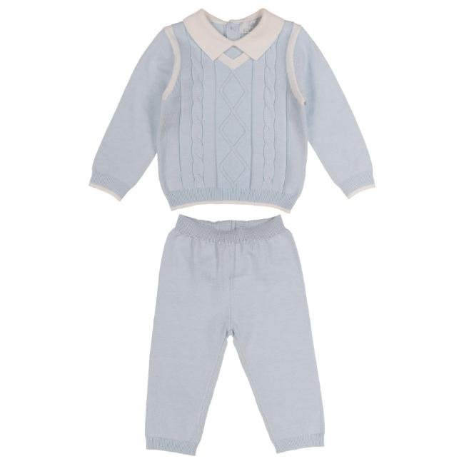Picture of Beau KiD Baby Boys Knitted Sweater & Trousers Set X 2 -  Blue Ivory