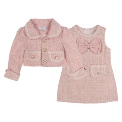 Picture of Beau KiD Girls Tweed Dress & Jacket Set  X 2 - Pink White Gold