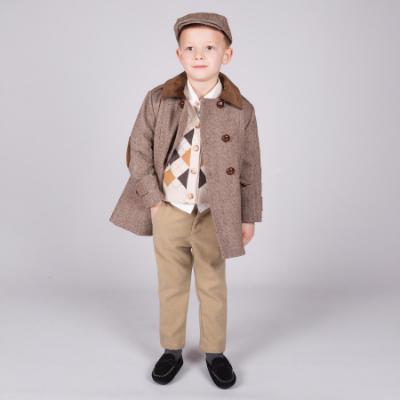 Picture of Beau KiD Boys Traditional Country Coat & Cap Set X 2 - Camel
