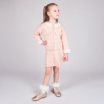 Picture of Beau KiD Girls Knitted Cardigan & Pleated Skirt Set X 2 - Pink Gold