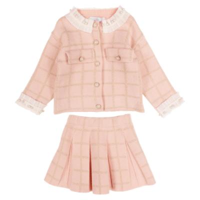 Picture of Beau KiD Girls Knitted Cardigan & Pleated Skirt Set X 2 - Pink Gold