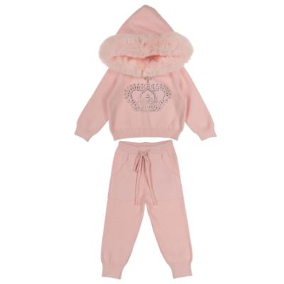 Picture of Beau KiD Girls Knitted Leisure Set With Diamante Crown Set X 2 - Pink