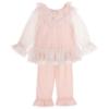 Picture of Beau KiD Girls Ruffle Pyjamas With Lace - Pink Ivory