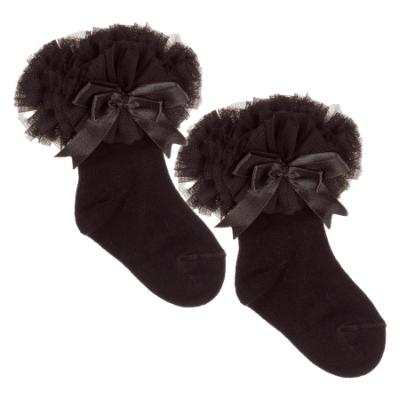 Picture of Beau KiD Girls TuTu Tulle Ruffle Ankle Socks With Satin Bow - Black