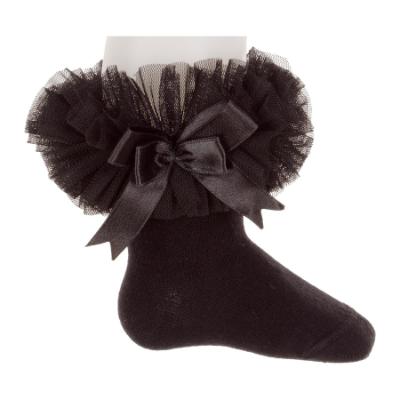 Picture of Beau KiD Girls TuTu Tulle Ruffle Ankle Socks With Satin Bow - Black