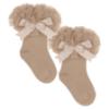 Picture of Beau KiD Girls TuTu Tulle Ruffle Ankle Socks With Satin Bow - Camel