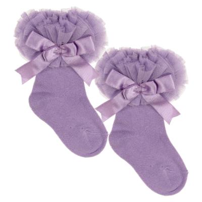 Picture of Beau KiD Girls TuTu Tulle Ruffle Ankle Socks With Satin Bow - Lavender