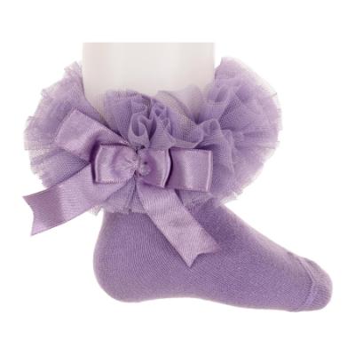 Picture of Beau KiD Girls TuTu Tulle Ruffle Ankle Socks With Satin Bow - Lavender