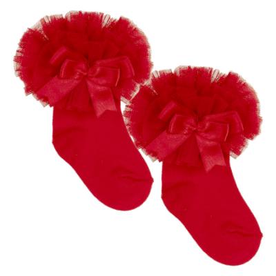 Picture of Beau KiD Girls TuTu Tulle Ruffle Ankle Socks With Satin Bow - Red