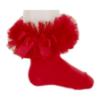 Picture of Beau KiD Girls TuTu Tulle Ruffle Ankle Socks With Satin Bow - Red