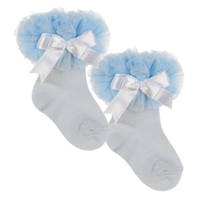 Picture of Beau KiD Girls TuTu Tulle Ruffle Ankle Socks With Satin Bow - Sky Blue