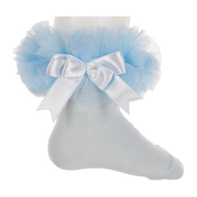 Picture of Beau KiD Girls TuTu Tulle Ruffle Ankle Socks With Satin Bow - Sky Blue