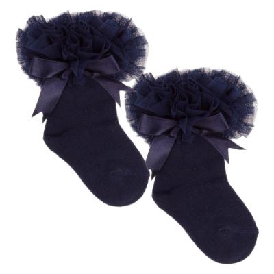 Picture of Beau KiD Girls TuTu Tulle Ruffle Ankle Socks With Satin Bow - Navy Blue