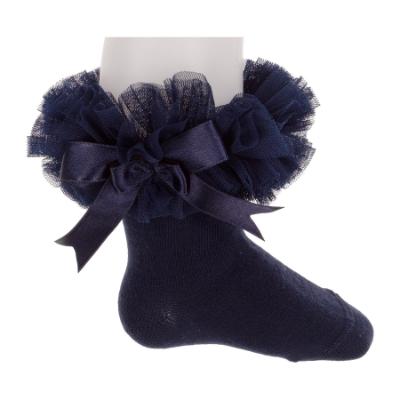 Picture of Beau KiD Girls TuTu Tulle Ruffle Ankle Socks With Satin Bow - Navy Blue