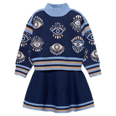 Picture of Abel & Lula Girls Knitted Sweater & Skirt Set X 2 - Navy Blue