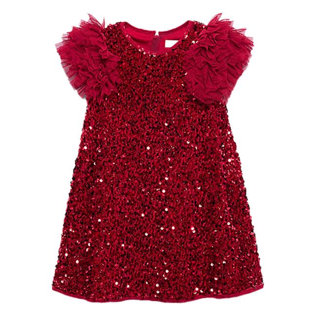 Picture of Abel & Lula Girls Sequin & Tulle Dress - Vibrant Red