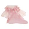 Picture of Beau KiD Girls Wide Tulle Ruffle Ankle Socks With Bow & Diamante - Pink