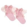Picture of Beau KiD Girls Wide Tulle Ruffle Ankle Socks With Bow & Diamante - Pink