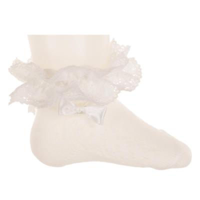 Picture of Beau KiD Girls Cotton Openwork Lace Ruffle Ankle Socks - Ivory