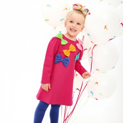 Picture of Agatha Ruiz De La Prada Winter Collection Girls Bow Dress & Tights Set X 2 - Fuchsia Pink