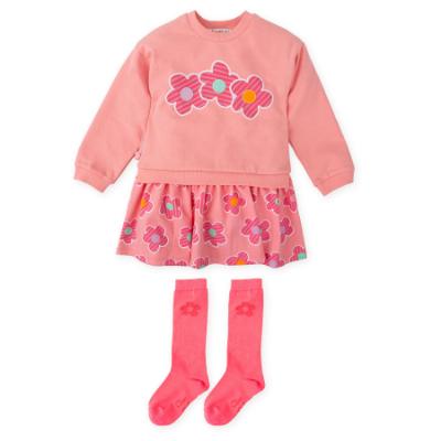 Picture of Agatha Ruiz De La Prada Winter Collection Girls Dress & Socks Set X 2 - Peachy Pink