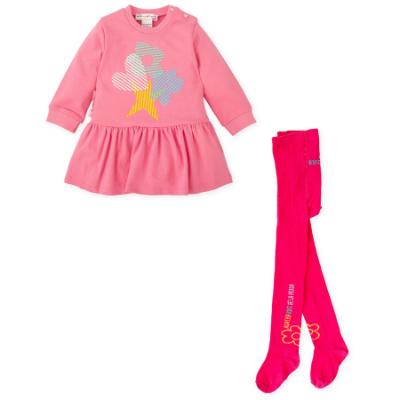Picture of Agatha Ruiz De La Prada Winter Collection Girls Embroidered Dress & Tights Set X 2 - Strawberry Pink