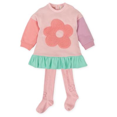 Picture of Agatha Ruiz De La Prada Winter Collection Girls Dress & Tights Set X 2 - Pink Lilac Green