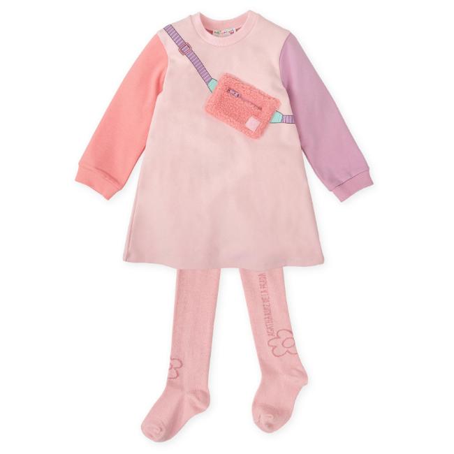 Picture of Agatha Ruiz De La Prada Winter Collection Girls Dress & Tights Set X 2 - Pink Lilac Peach