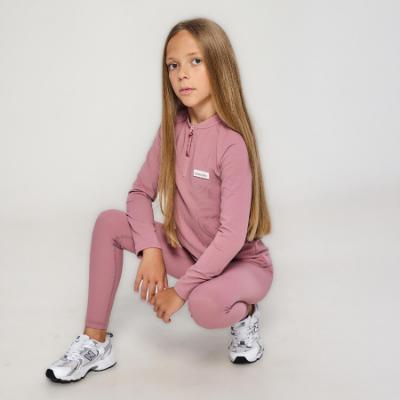Picture of Ansandro Kids Activewear Ribbed Zipped Top & Leggings Set - Winter Rose