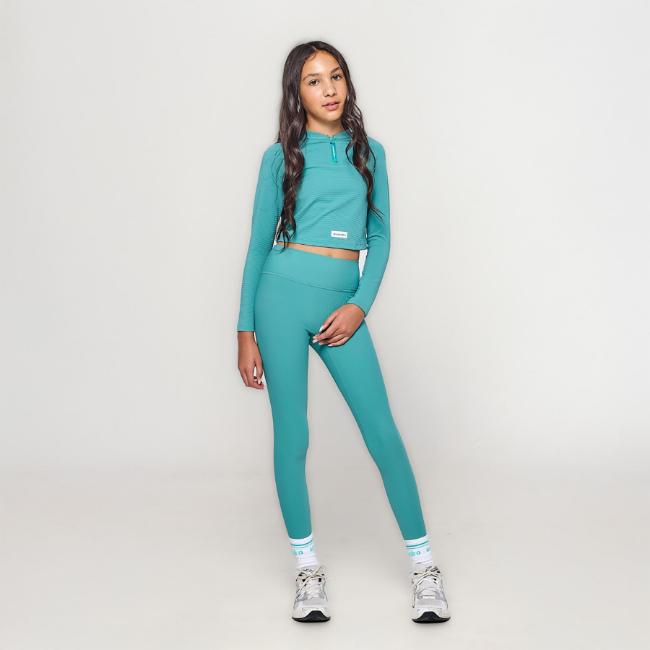 Picture of Ansandro Kids Activewear Ribbed Zipped Top & Leggings Set - Midnight Teal