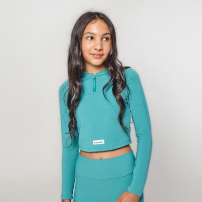 Picture of Ansandro Kids Activewear Ribbed Zipped Top & Leggings Set - Midnight Teal