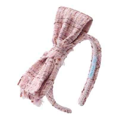 Picture of Abel & Lula Girls Tweed Bowtie Headband - Petal Pink