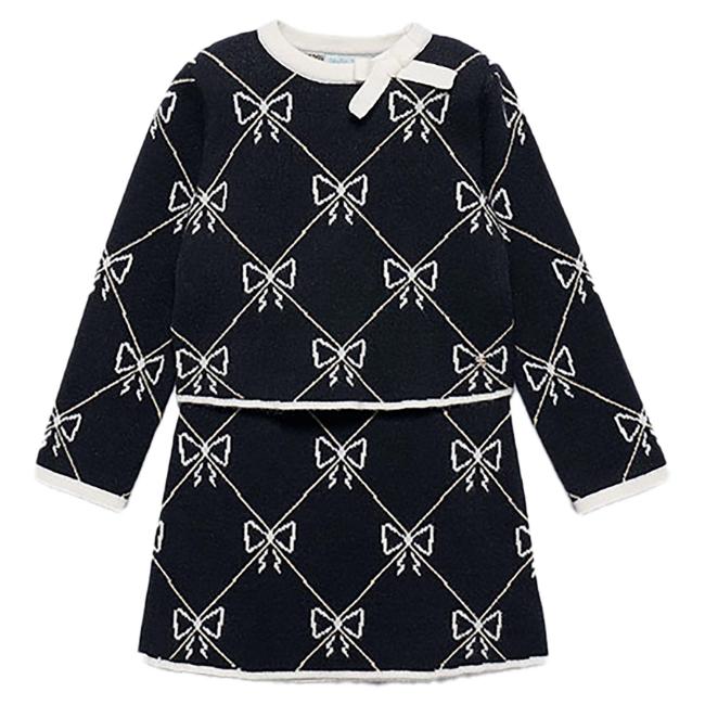 Picture of Abel & Lula Girls Knit Top & Skirt Set X 2 - Black Ivory Gold