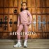 Picture of Ansandro Kids Activewear Ribbed Zipped Top & Leggings Set - Winter Rose