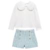 Picture of Abel & Lula Girls Bow Collar Top & Tweed Bermuda Shorts Set X 2 - Ivory Aqua
