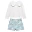 Picture of Abel & Lula Girls Bow Collar Top & Tweed Bermuda Shorts Set X 2 - Ivory Aqua