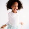 Picture of Abel & Lula Girls Bow Collar Top & Tweed Bermuda Shorts Set X 2 - Ivory Aqua