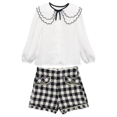 Picture of Abel & Lula Girls Blouse & Tweed Bermuda Shorts Set X 2 - Ivory Black