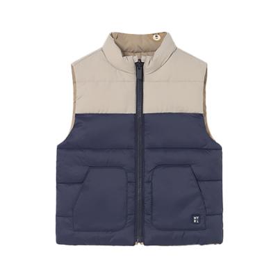 Picture of Mayoral Toddler Boys Winter Reversible Padded Gilet - Beige Navy Teddy Print