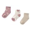 Picture of Mayoral Toddler Girls Winter Teddy Ankle Socks Set X 3 - Beige Pink Teddy Print