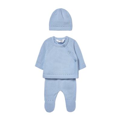 Picture of Mayoral Newborn Baby Winter Front Opening Top Leggings Hat Gift Set X 3 - Sky Blue
