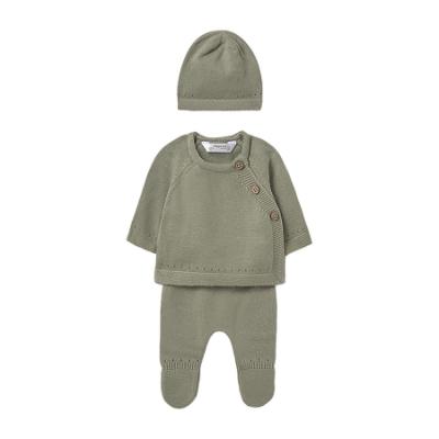 Picture of Mayoral Newborn Baby Winter Front Opening Top Leggings Hat Gift Set X 3 - Sage Green