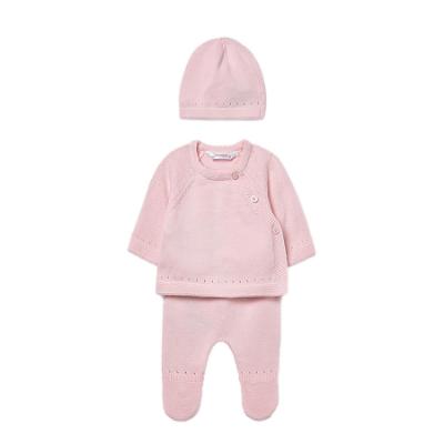 Picture of Mayoral Newborn Baby Winter Front Opening Top Leggings Hat Gift Set X 3 - Baby Pink
