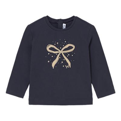Picture of Mayoral Toddler Girls Winter Gold Bow Top & Velour Leggings Set X 2 - Navy Beige